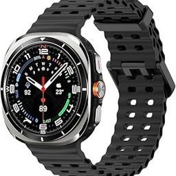 No Gap Soft Silicone Sport Waterproof Breathable Adjustable Strap for Women Men Compatible With Samsung Galaxy Watch Ultra 47mm Strap (2024) - Black-image-0