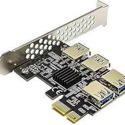 PCI-E 1x to 4,ETZIN PCI-Express 16X Slots Riser Card,PCI-E 1X to External 4 PCI-E USB 3.0 Adapter Multiplier Card for Bitcoin Mining-2