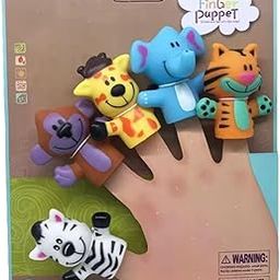 Cots and Cuddles 5pc Cute Animals Design Finger Puppet Fun Toy for Kids | Bath, Travel, Play Time Fun Toy Birthday Gift for Boys & Girls (Jungle Animal)-image-81