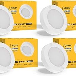 Jaquar 3W Striker Mini Round Surface Ceiling/Downlight with Aluminium Heat Sink | No False Ceiling Required | Surface Ceiling Light for Cabinet, Wardrobe, Office Space | Warm White(Pack 4)-11