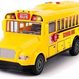 PLUSPOINT Big School Bus Van Toy Friction Powered City Service Vehicle with Lights and Cool Sounds and Songs Openable Doors,Heavy Duty Push n Go Vehicles Yellow Bus Kids, Girls, Boys, Toddlers-23