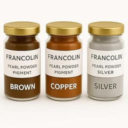 Francolin | Brown, Copper & Silver | Mica/Pearl Powder Pigment | Non Toxic | Vibrant Metallic Glowing | for Soap, Epoxy Resin, Painting, Nail Art & Craft, Cosmetic, Slime | 20g*3-picture-26
