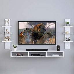 Redwud Craxy Wooden TV Entertainment Unit/TV Cabinet for Wall/Set Top Box Holder for Home/Wall Set Top Box Shelf Stand/TV Stand Unit for Wall for Living Room (White)-picture-11