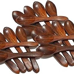 Pure Source India Wooden Masala Spoon for Small Containers, Handmade Wooden Spoon for Tea, Coffee, Sugar, Condiments & Spices, Set of 12 (4 Inch)-17