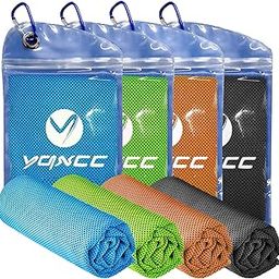 YQXCC Cooling Towel 4 Packs (47"x12") Microfiber Towel Yoga Towel for Men or Women Ice Cold Towels for Yoga Gym Travel Camping Golf Football & Outdoor Sports (Light Blue/Dark Gray/Orange/Green)-image-23