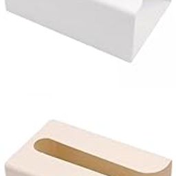 HEAVENGLOW 2Pcs Tissue Paper Cover Toilet Paper Dispenser Wall Mounted Beige and White-image-61
