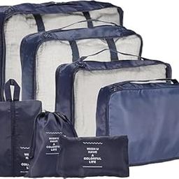 DME SALES polyester 7 Set Packing Cubes Luggage Packing Organizers For Travel Accessories storage organiser (navy blue)-image-6