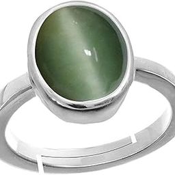 GEMS 4.25 Ratti Natural Cat's Eye Stone Silver Crystal Adjustable Ring for Men and Women-image-21