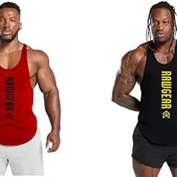 Gym Vest Workout Tank Top Set, 2 Pack, Men's Fitness Muscle Shirts Multicolour S M L XL XXL XXXL blackredREd001t001-image-80