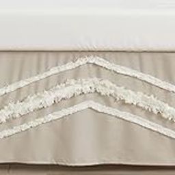 Sweet Jojo Designs Boho Bohemian Boy Girl Baby Crib Bed Skirt Nursery Dust Ruffle - Solid Taupe Beige Ivory Cream Off White Linen Farmhouse Shabby Chic Designer Modern Minimalist Tufted Cotton Neutral-4
