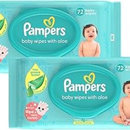 Pampers Baby Gentle Wet Wipes with Lid 144 Count (72 X Pack of 2) | with Aloe Vera and Vitamin E | 97% Pure Water | Paraben free | Combo Pack-5