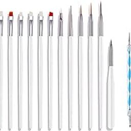 15 Pieces Nail Art Brush Set for Detailing, Striping, Blending, Nail Art, 3D-Gel Painting, 1 Set Dotting Pen For Fan and Liner, 5Pcs 2 Way Dotting Pen Tool Set Nail Art Tip, Multicolor-image-70