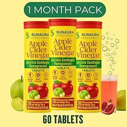 SUNAURA Apple Cider Vinegar Effervescent Tablets | Supports Fat Metabolism & Digestive Health | With Super Herbs & Natural ACV | 20 Tablets x 3 Pack | Tasty, Vegan & Sugar-Free-30