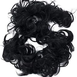 Curated Cart Synthetic Women Frill Long Soft Hair Messy Hair Extension Add Volume Curly Hairpiece for Buns Updos Ponytail Styling Heat-Resistant Easy-to-Use Hair Accessories for Women - black Colour-38