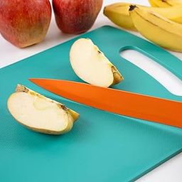 HomeWiz Plastic Cutting Chopping Board with Handle for Vegetable, Fruits, Cheese, Premium-Grade Plastic, 100% Food Safe, BPA-Free, Dishwasher Safe, Microwave Safe, Anti Bacterial Teal Green Rectangle-25