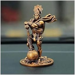 Artjenius Hanuman Ji Murti Pavan Putra Bajrangbali Murti Bahubali Hanuman Idol for CarDashboard,Decorative Cherub Angel Garden Statue, Bronze Finish, Standing Pose(Bahubali Hanuman 4Inch)-image-7