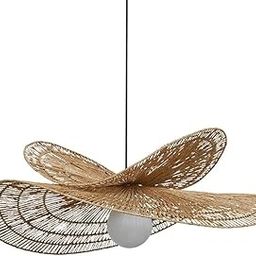 Craftflux Creation Rattan Seagrass Hanging Light for Balcony | Kauna Grass Wicker Lamp | Premium Ceiling Lamp for Living Room | Hanging Lights for Decoration | Style Double Curved Leaf (Medium)-image-24