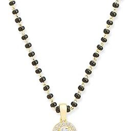 Stylish Pendant Necklace Black Beads Mangalsutra For Women With Extendable Chain-image-13