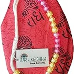 Hare Krishna Food For Soul Radhe Name Bead Bag for Chanting-Gomukhi Japa Mala Bag-Jaap Mala Bag-Japa Beads Bag with Sakshi Mala & Keychain-7