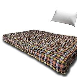 ATOOTFUSION Primium Quality Soft Cotton Multicolour Mattress | Cotton Gadda (Box Rectangle Type 72X36X4 Inches) with Pillow (72X36X4 Inches with Fiber Pillow)-image-5