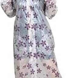 Zeel Women / Girl Flower Printed Transparent PVC Raincoat with two side Pocket-21
