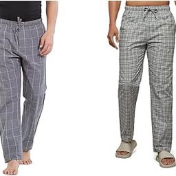 Men's Checkmate 100% Super Combed Cotton Casual Style Pyjamas With Dual Side Pockets And No Marks Waistband Pack of 2-image-25