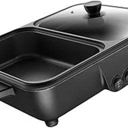 Electric Hot Pot with Grill Adjustable Temperature for Family Dinning Steaks Black-picture-21