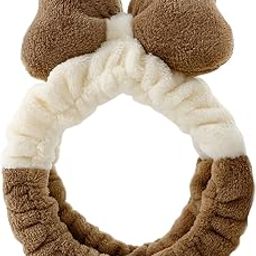 Spa Headband for Women, Washable Facial Band, Elastic Hair Band, Makeup Wrap (BrownCream, Free)-image-125