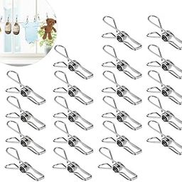 Stainless Steel (Set of 20) Multipurpose Sturdy Clothes Hanging Clips, Clothes Drying Clips, Clothes Pegs, Clothespin,Rust Proof (Small)-image-9