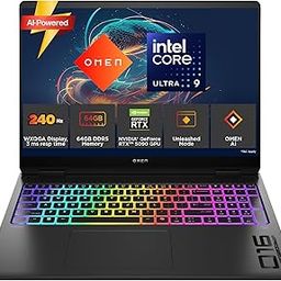 HP Omen 16 Max,Intel Ultra 9 275HX, 24GB NVIDIA RTX 5090 Gaming AI Laptop (64GB DDR5,1TB SSD) 60-240 Hz,3Ms,IPS,WQXGA,16''/40.6Cm,Win11,M365 Basic (1year), Office24,Black,2.75Kg,RGB Backlit,ah0189TX-46