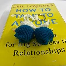 Handmade Blue Crochet Tulip Keychain with White Stem-image-20