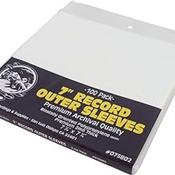 (100) 7" Record Outer Sleeves - Super Clear Premium 2 Mil Thick - Perfect Fit, Archival Quality - 7-1/16" x 7-1/4" - #07SB02-44