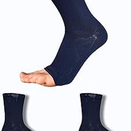 Compression Socks Open Toe | Bamboo Cotton Compression Socks Women | Ecosync | Nano Socks Men Neuropathy | Plantar Fasciitis | Navy Blue | Arch Support | Foot & Ankle Swelling | Heel Pain-image-11