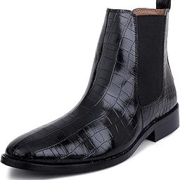 Genuine Leather Black Croco Print Classic Chelsea Boots for Men | High Ankle, Soft Boots, Cushioned Insole, Slip-Resistance, Arch Support & Shock Absorption-image-21