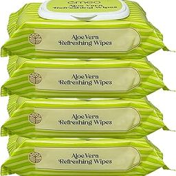Omeo Aloe Vera Refreshing Wet Wipes for Face with Aloe Vera Extract, Mint Oil & Vitamin E | Makeup Remover | Paraben & Alcohol Free | Hydrating, Soothing - 25N (Pack of 4)-image-49