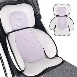 vocheer 3 in 1 Baby Stroller Seat Cushion, Baby Car Seat Pad Infant Head Support Pillow Neck Support Cushion for Newborn and Toddler 0-12 Month, Knitted Fabric-4