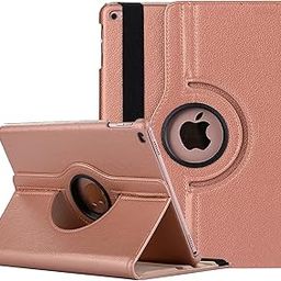Robustrion Smart 360 Degree Rotating Stand Case Cover for iPad 9.7 inch 2018/2017 5th 6th Generation Model A1822 A1823 A1893 A1954 & ipad Air 2013 A1474 A1475 A1476 A1566 A1567 - Rose Gold-image-46