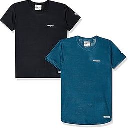 Charged Active-001 Camo Jacquard Round Neck Sports T-Shirt Petrol-Green Size Xs And Endure-003 Chameleon Spandex Knit Round Neck Sports T-Shirt Black Size Xs-52