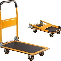 Inaithiram PT150 Foldable Metal Platform Trolley 150kg Capacity Made of Durable Steel, with 360 Degree Swivel Wheels, Yellow Colour, (72.5x47.5x84cm), Portable Foldable Easily Storable-10
