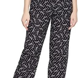 Women's Rayon Leaf Print Pyjama In Black-picture-10