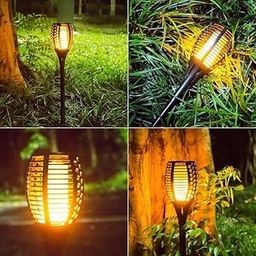 Solar Lights Waterproof Dancing Fire Mashaal Flame Torch Lights 96 LED 2400 mAh Battery Lantern Landscape Decoration Lighting Dusk to Dawn Auto On/Off Security Torches (96 led Pack of 1)-41