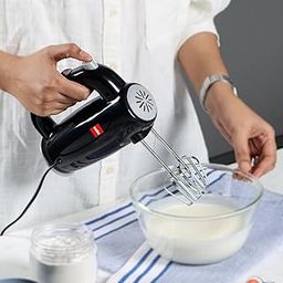 Cello Besto Hand Beater | 5 Variable Speed Controls | Power Full Motor | One Touch & Unbreakable Stand | (300W Powerful Motor With Body, SS Dough Hooks, SS Beater) | Black-12