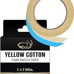 Woolip German Brown Wig Tape Hair Patch Tape. Ultra Super Strong Hold, 1 Inch Cotton Material, Double Sided, and Waterproof. Yellow Hair Patch Tape. (Blue, Yellow Tape)- Pack of 1 (5M)-6