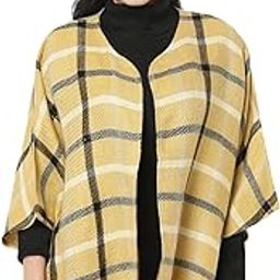 Women's Yellow Check Wool wrap Cape-19