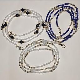 FEMEO good looking Face Mask Glass Beaded Lanyards With Box Mask Necklace Holders Eyeglass Beaded Chains Stylish Mask Lanyard Anti-Lost Strap for Women Men Kids 23 inch (SET OF 3)-image-66