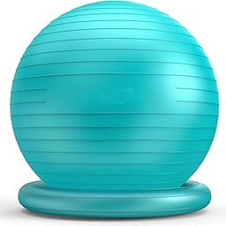 keycraze Gym Ball Yoga with Tube - Anti Burst Exerciser Ball for Yoga and Office Chair Ball | Exerciser and Chair Sit Ball for Pregnant Women Weight Lose (55 cm, Blue Gym Ball + Tube) (Blue)-image-3