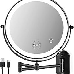 VORREMIRR Wall Mounted Makeup Mirror: 1x/20X Magnifying Mirror with Light, 8.5" Double Sided Lighted Makeup Mirror with Magnification, Vanity Makeup Mirror for Bathroom, Brush Black-image-33