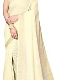 Women's Smooth Linen Blend Solid Woven Saree With Gold Toned Zari Border & Unstitched Matching Blouse Piece-image-27