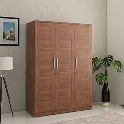 Spacewood Grace Wardrobe | 3 Year Warranty | Almirah, Cupboard, Almari, 3 Door Wardrobe, 2 Drawer (2 Lock Drawer) and 1 Hanging Space|Engineered Wood| Walnut Rigato-29