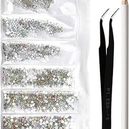 Gleevia Crystal AB Round Diamond Glass Nail Rhinestone | 1440 Pcs Silver Flatback Gems with Pen & Tweezer | Nail Art Decorations for Girls & Women-10